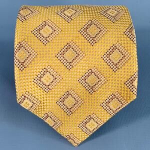 WILKES BASHFORD Brown Mustard Diamond Jacquard Silk Tie